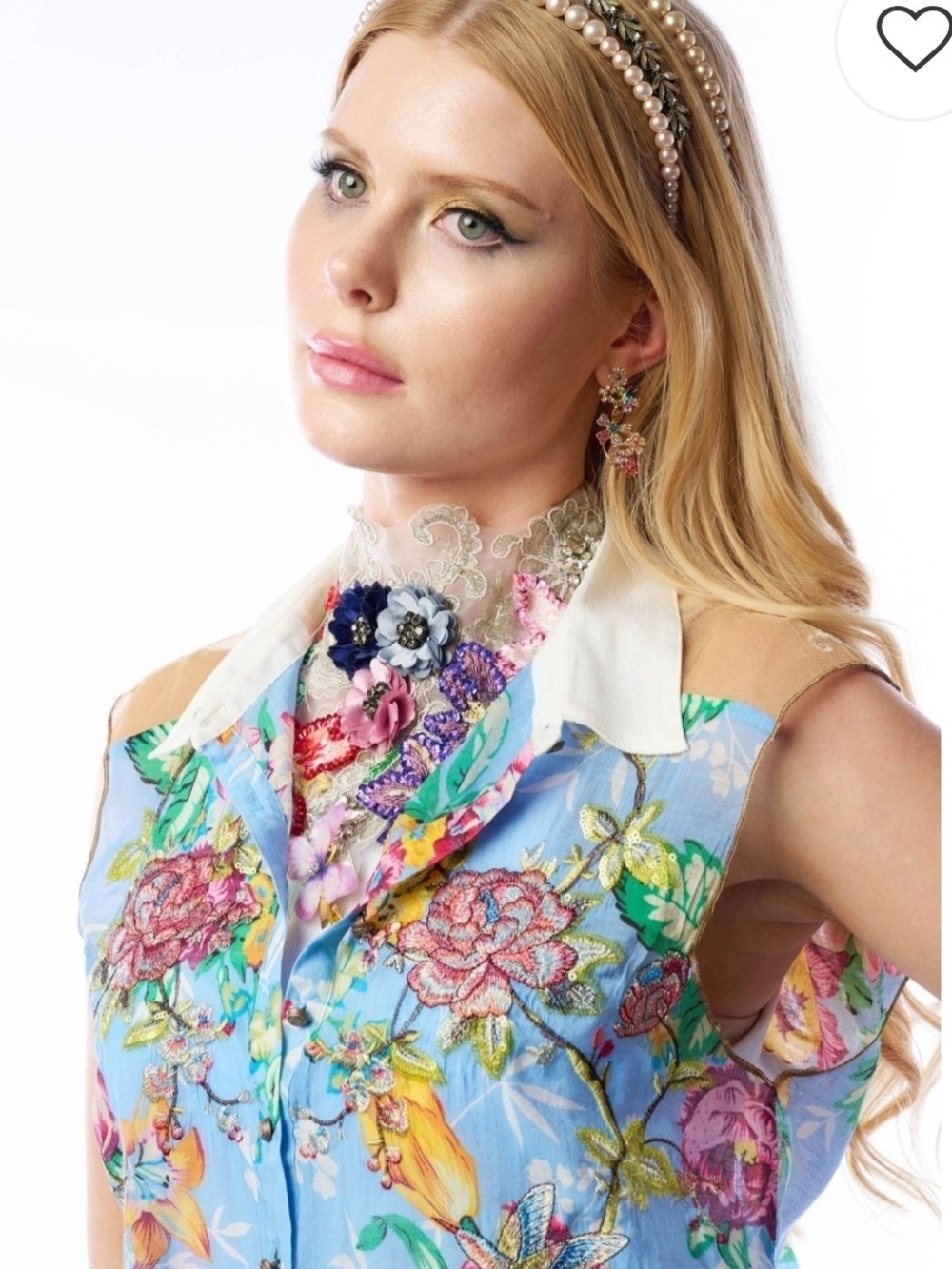 Aratta Silent Journey Just Friends Embellished Button Down M NWT